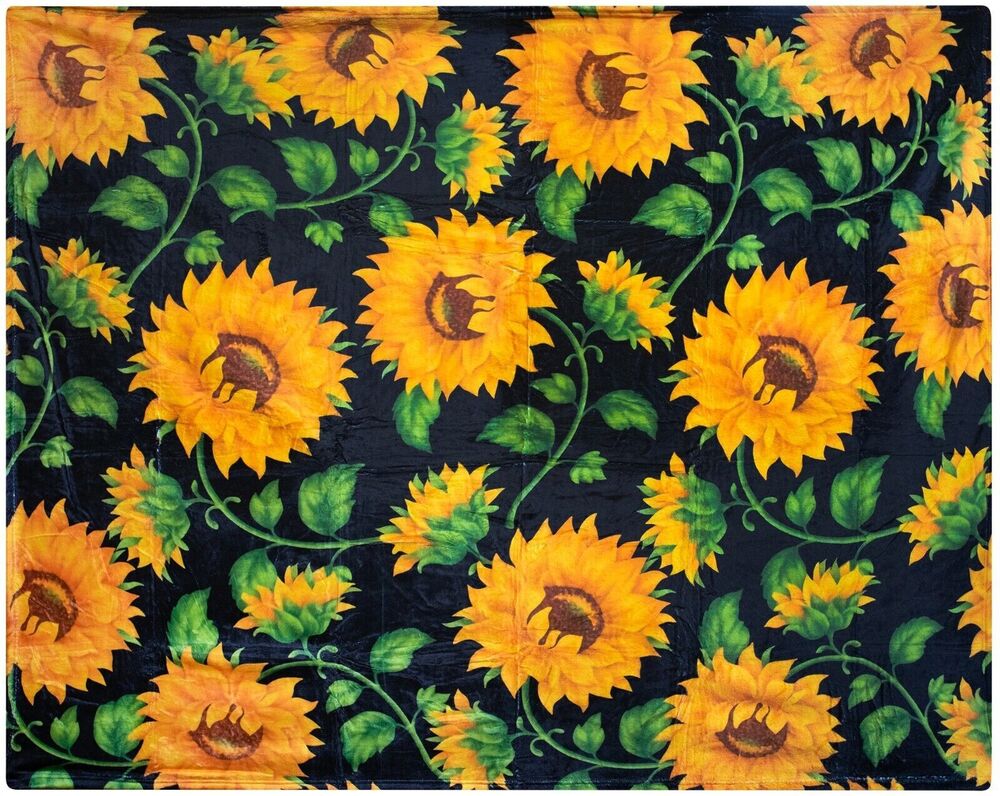 NEW - Colorful Sunflowers Fall Autumn Throw Blanket 50" x 60" Silky Soft